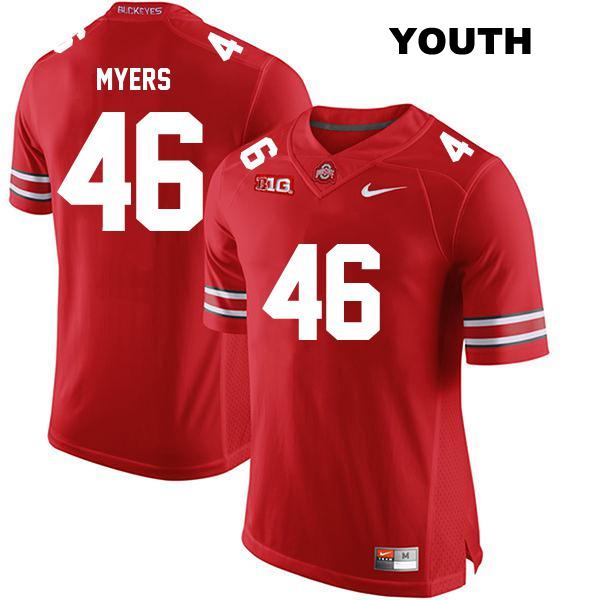 no. 46 Elias Myers Authentic Ohio State Buckeyes Stitched Red Youth College Football Jersey