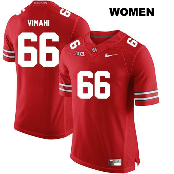 no. 66 Enokk Vimahi Authentic Ohio State Buckeyes Stitched Red Womens College Football Jersey