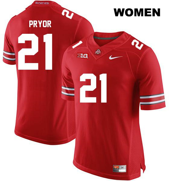 no. 21 Evan Pryor Stitched Authentic Ohio State Buckeyes Red Womens College Football Jersey