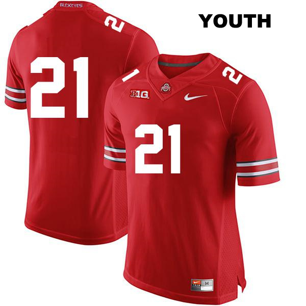 no. 21 Evan Pryor Authentic Stitched Ohio State Buckeyes Red Youth College Football Jersey - No Name