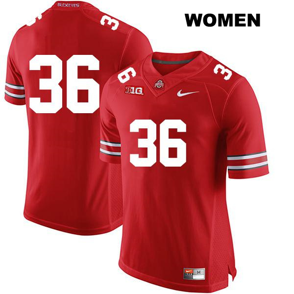 no. 36 Gabe Powers Authentic Ohio State Buckeyes Stitched Red Womens College Football Jersey - No Name