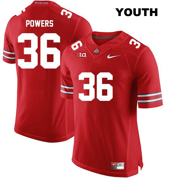 no. 36 Gabe Powers Stitched Authentic Ohio State Buckeyes Red Youth College Football Jersey