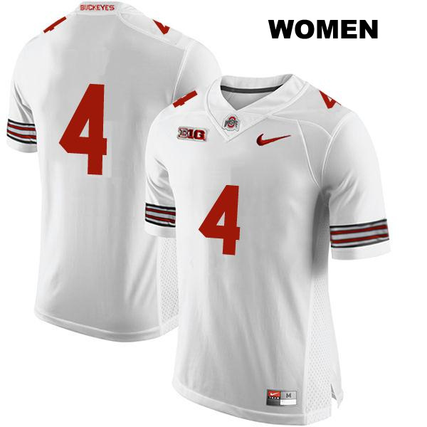 no. 4 JK Johnson Authentic Ohio State Buckeyes White Stitched Womens College Football Jersey - No Name
