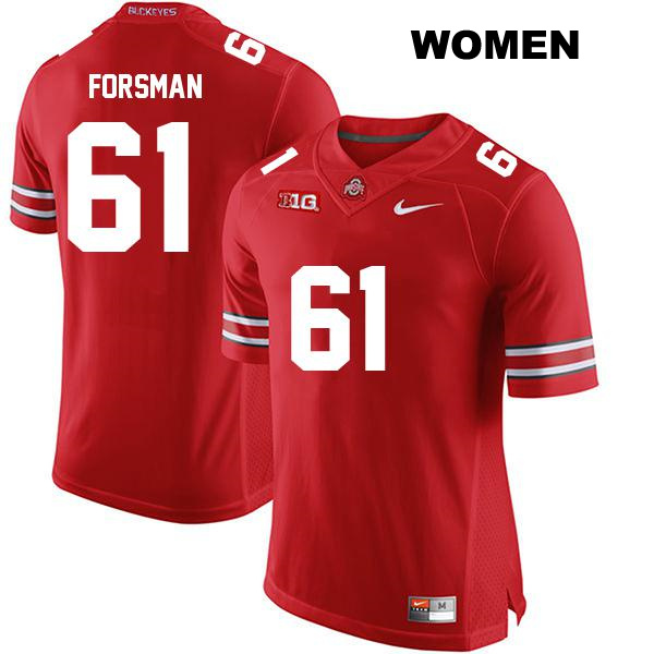 no. 61 Jack Forsman Authentic Ohio State Buckeyes Stitched Red Womens College Football Jersey
