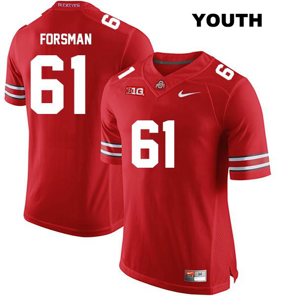 no. 61 Stitched Jack Forsman Authentic Ohio State Buckeyes Red Youth College Football Jersey