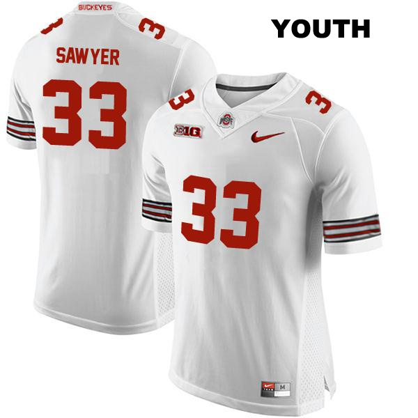 no. 33 Jack Sawyer Authentic Stitched Ohio State Buckeyes White Youth College Football Jersey