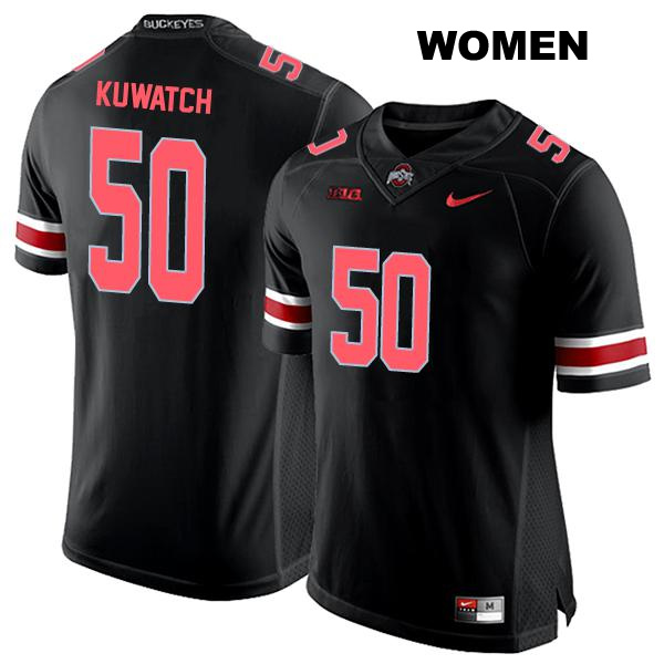 no. 50 Jackson Kuwatch Authentic Stitched Ohio State Buckeyes Black Womens College Football Jersey