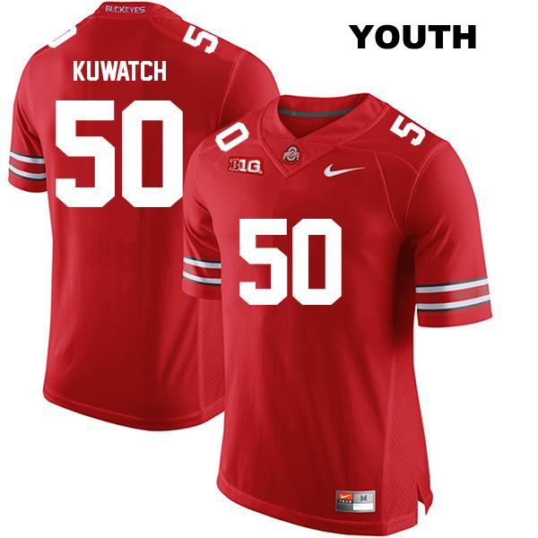 no. 50 Stitched Jackson Kuwatch Authentic Ohio State Buckeyes Red Youth College Football Jersey