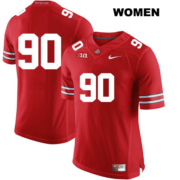 no. 90 Stitched Jaden McKenzie Authentic Ohio State Buckeyes Red Womens College Football Jersey - No Name
