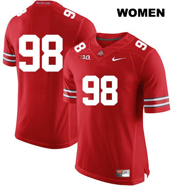 no. 98 Jake Seibert Authentic Ohio State Buckeyes Stitched Red Womens College Football Jersey - No Name