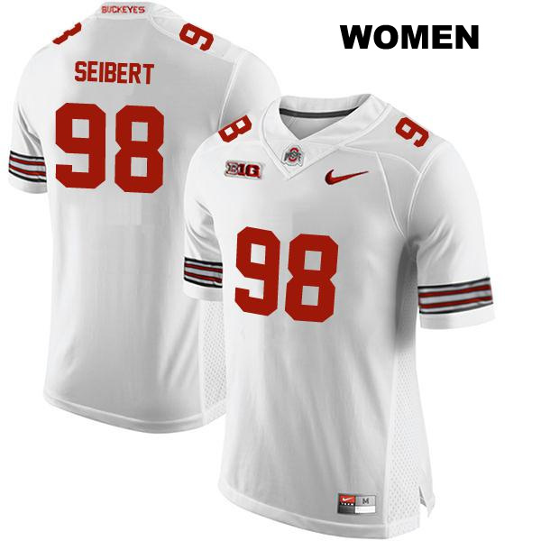 no. 98 Jake Seibert Stitched Authentic Ohio State Buckeyes White Womens College Football Jersey