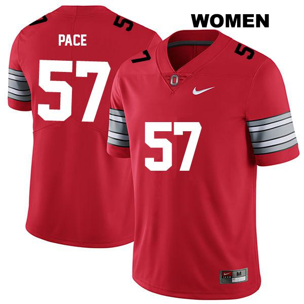 no. 57 Jalen Pace Authentic Stitched Ohio State Buckeyes Darkred Womens College Football Jersey