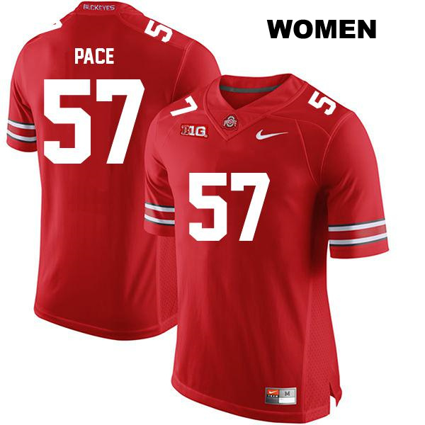 no. 57 Stitched Jalen Pace Authentic Ohio State Buckeyes Red Womens College Football Jersey