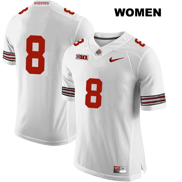 Stitched no. 8 Javontae Jean-Baptiste Authentic Ohio State Buckeyes White Womens College Football Jersey - No Name