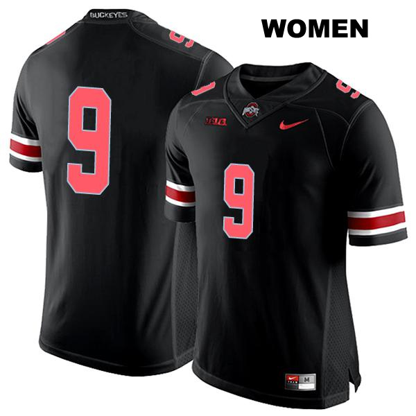 no. 9 Jayden Ballard Authentic Stitched Ohio State Buckeyes Black Womens College Football Jersey - No Name