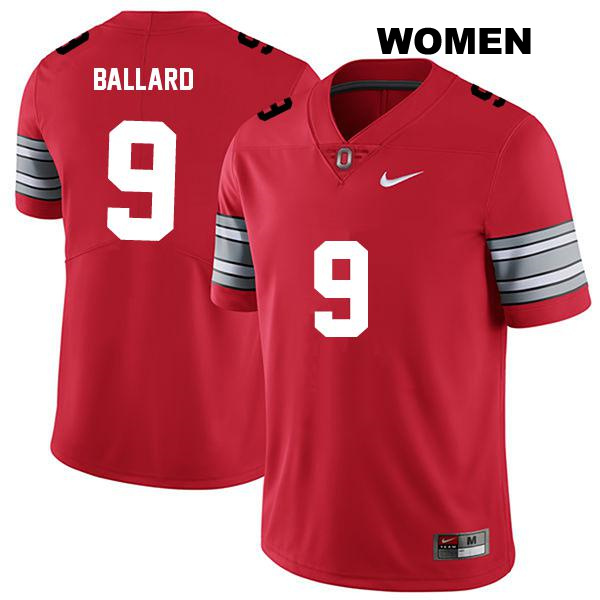 Stitched no. 9 Jayden Ballard Authentic Ohio State Buckeyes Darkred Womens College Football Jersey