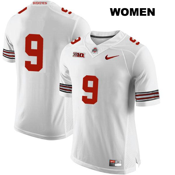 Stitched no. 9 Jayden Ballard Authentic Ohio State Buckeyes White Womens College Football Jersey - No Name