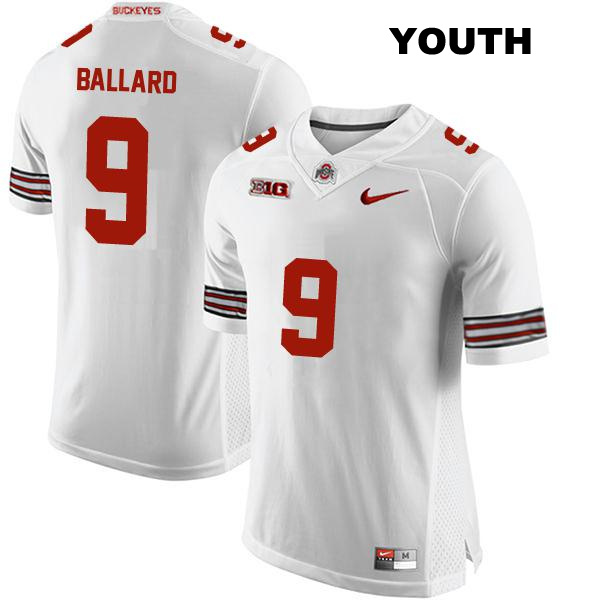 no. 9 Jayden Ballard Authentic Ohio State Buckeyes Stitched White Youth College Football Jersey