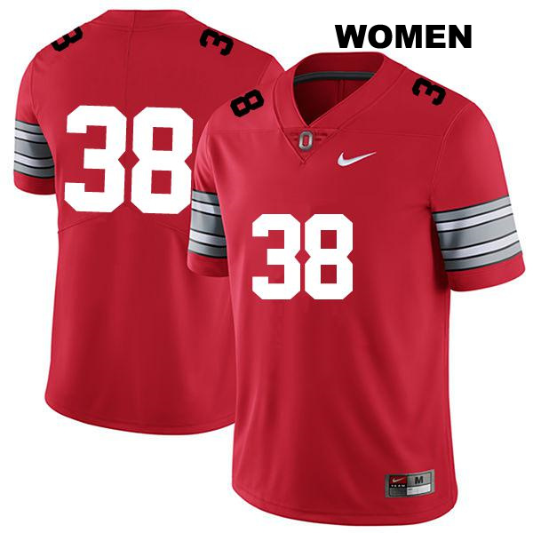 Stitched no. 38 Jayden Fielding Authentic Ohio State Buckeyes Darkred Womens College Football Jersey - No Name