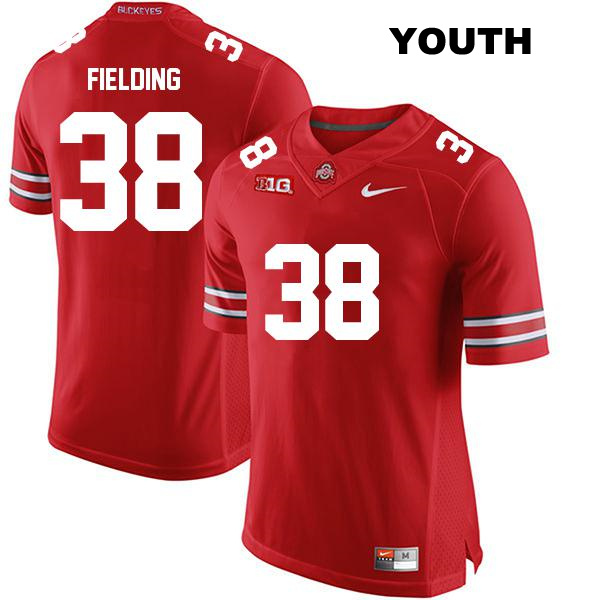 no. 38 Jayden Fielding Authentic Ohio State Buckeyes Red Stitched Youth College Football Jersey