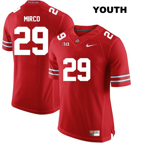 no. 29 Stitched Jesse Mirco Authentic Ohio State Buckeyes Red Youth College Football Jersey
