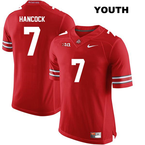 Stitched no. 7 Jordan Hancock Authentic Ohio State Buckeyes Red Youth College Football Jersey