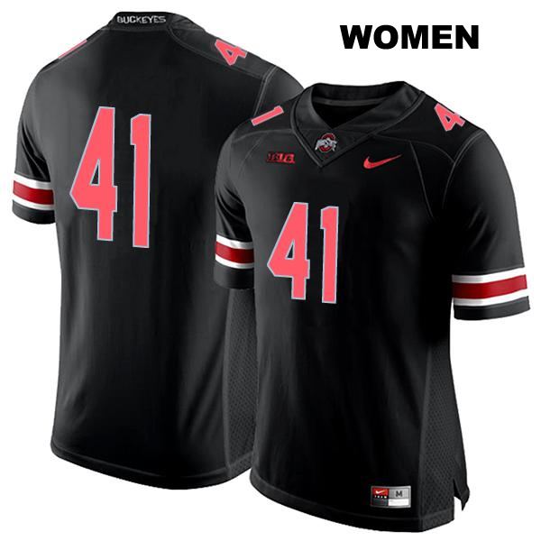 no. 41 Josh Proctor Authentic Stitched Ohio State Buckeyes Black Womens College Football Jersey - No Name