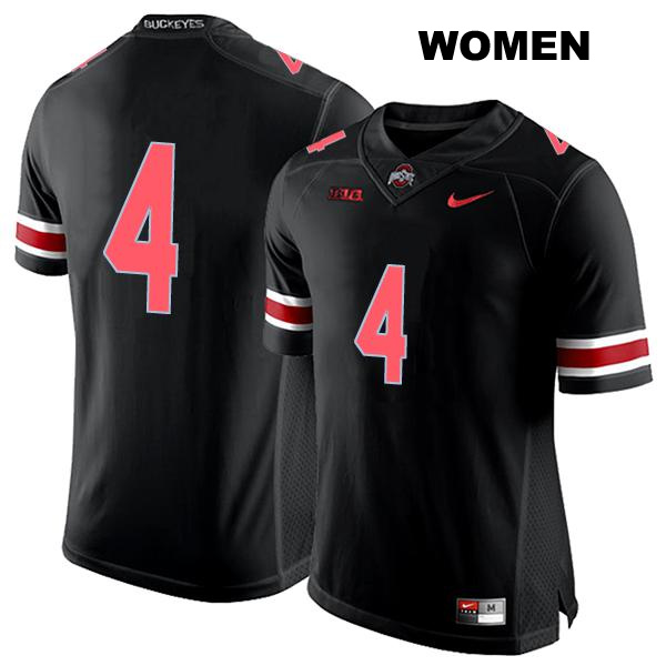 no. 4 Julian Fleming Authentic Ohio State Buckeyes Stitched Black Womens College Football Jersey - No Name