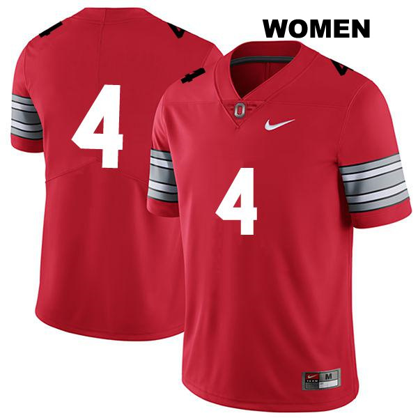 no. 4 Julian Fleming Authentic Stitched Ohio State Buckeyes Darkred Womens College Football Jersey - No Name