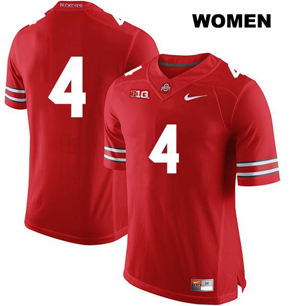 Stitched no. 4 Julian Fleming Authentic Ohio State Buckeyes Red Womens College Football Jersey - No Name