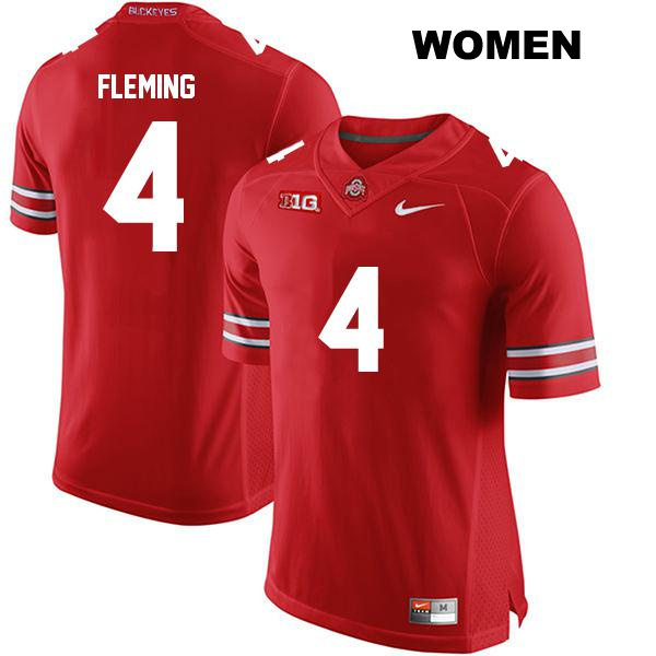Stitched no. 4 Julian Fleming Authentic Ohio State Buckeyes Red Womens College Football Jersey