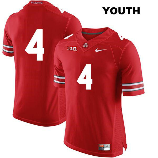 no. 4 Julian Fleming Authentic Ohio State Buckeyes Stitched Red Youth College Football Jersey - No Name