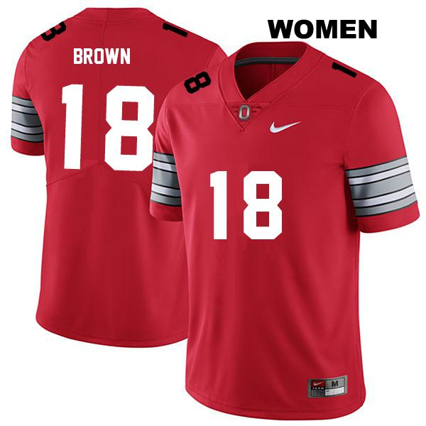 no. 18 Stitched Jyaire Brown Authentic Ohio State Buckeyes Darkred Womens College Football Jersey