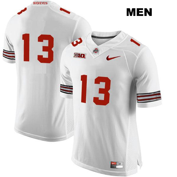 no. 13 Kaleb Brown Authentic Stitched Ohio State Buckeyes White Mens College Football Jersey - No Name