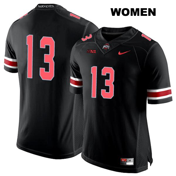 no. 13 Kaleb Brown Authentic Ohio State Buckeyes Stitched Black Womens College Football Jersey - No Name