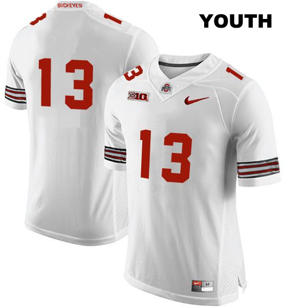 no. 13 Kaleb Brown Authentic Stitched Ohio State Buckeyes White Youth College Football Jersey - No Name