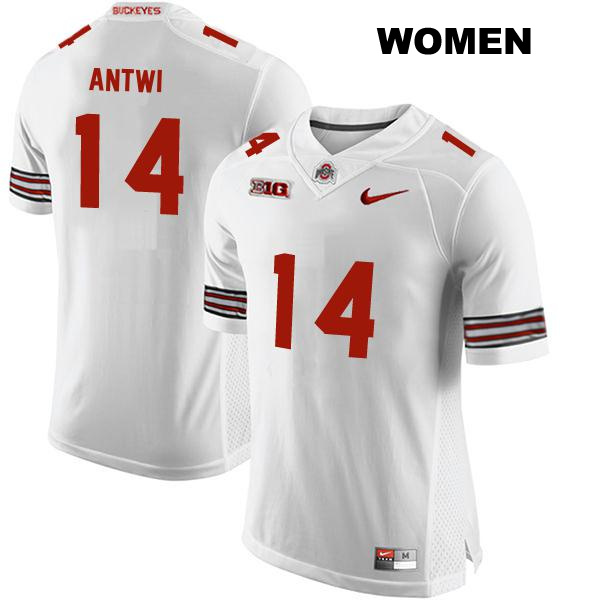 no. 14 Kojo Antwi Authentic Stitched Ohio State Buckeyes White Womens College Football Jersey