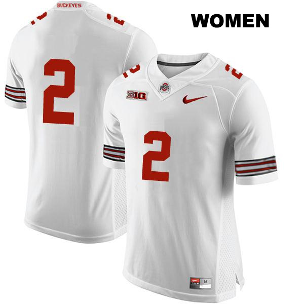 no. 2 Kourt Williams II Authentic Stitched Ohio State Buckeyes White Womens College Football Jersey - No Name