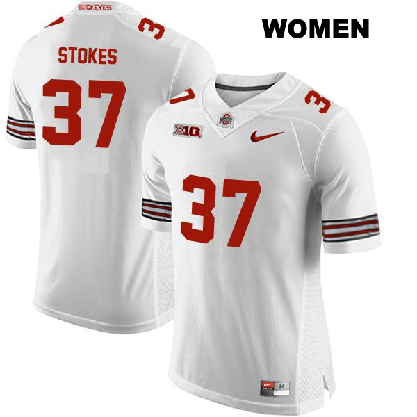 Stitched no. 37 Kye Stokes Authentic Ohio State Buckeyes White Womens College Football Jersey