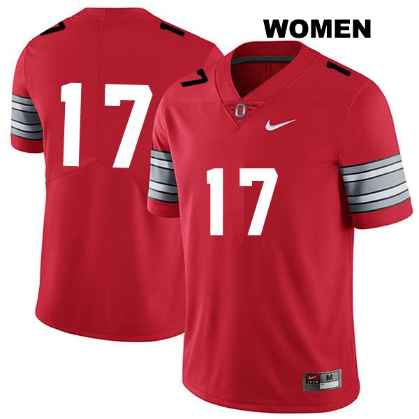 no. 17 Kyion Grayes Stitched Authentic Ohio State Buckeyes Darkred Womens College Football Jersey - No Name