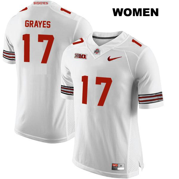 Stitched no. 17 Kyion Grayes Authentic Ohio State Buckeyes White Womens College Football Jersey
