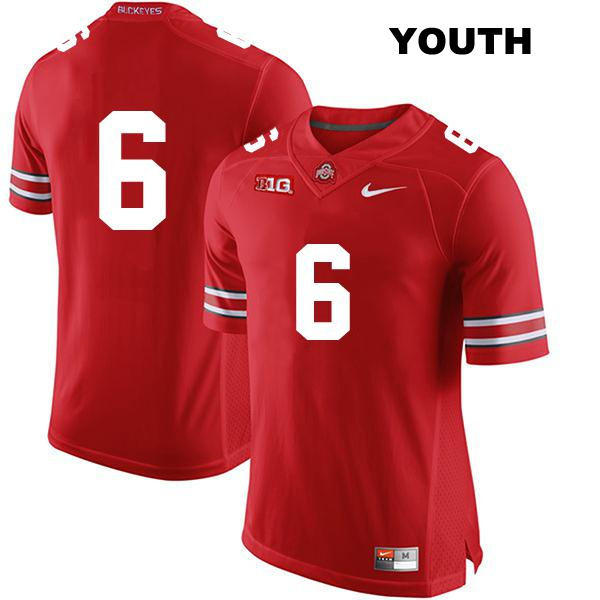 no. 6 Kyle McCord Authentic Stitched Ohio State Buckeyes Red Youth College Football Jersey - No Name