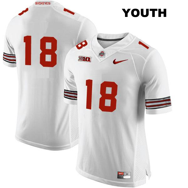 Stitched no. 18 Marvin Harrison Jr Authentic Ohio State Buckeyes White Youth College Football Jersey - No Name