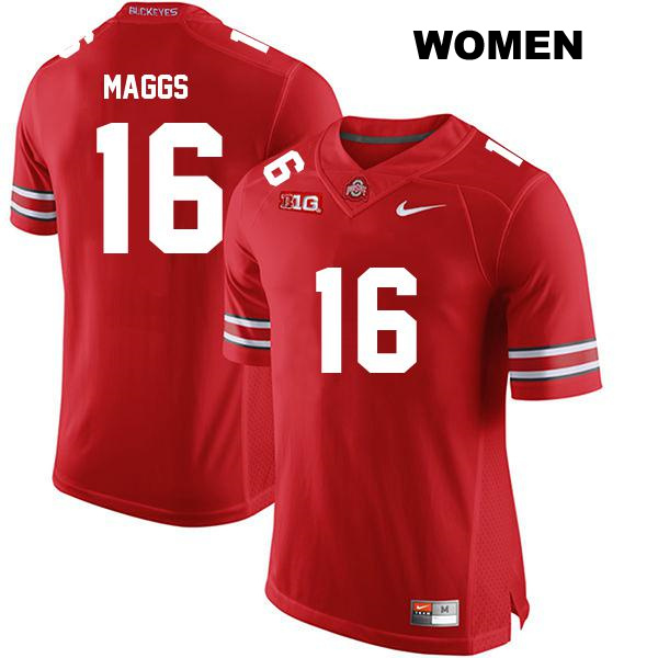 no. 16 Mason Maggs Authentic Stitched Ohio State Buckeyes Red Womens College Football Jersey