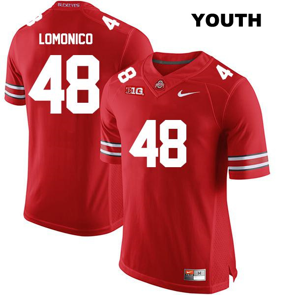 no. 48 Max Lomonico Authentic Stitched Ohio State Buckeyes Red Youth College Football Jersey