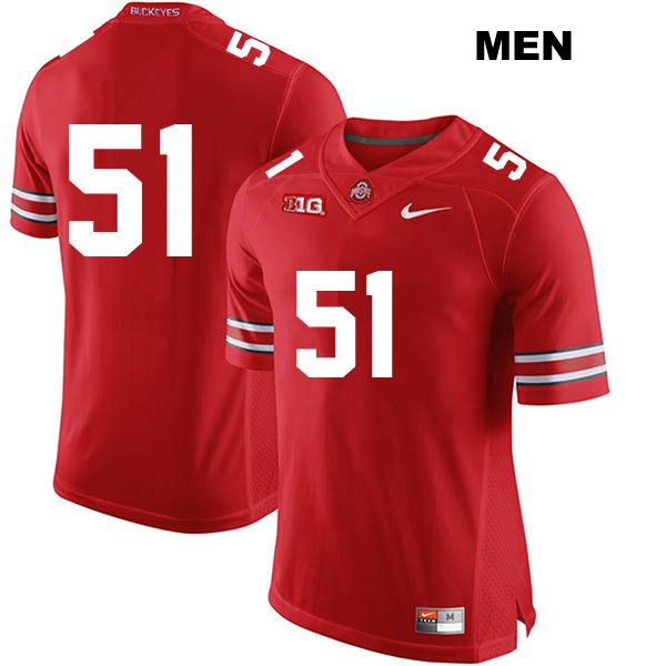 no. 51 Michael Hall Jr Authentic Stitched Ohio State Buckeyes Red Mens College Football Jersey - No Name