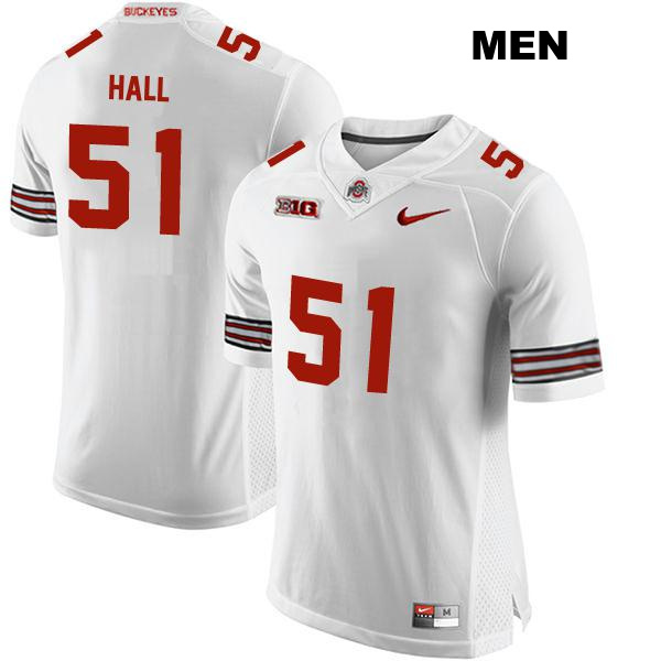 Stitched no. 51 Michael Hall Jr Authentic Ohio State Buckeyes White Mens College Football Jersey