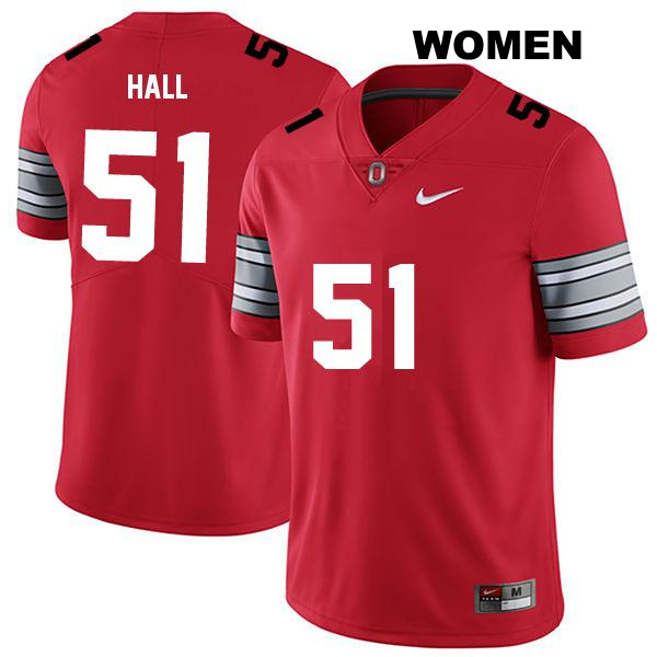 no. 51 Stitched Michael Hall Jr Authentic Ohio State Buckeyes Darkred Womens College Football Jersey
