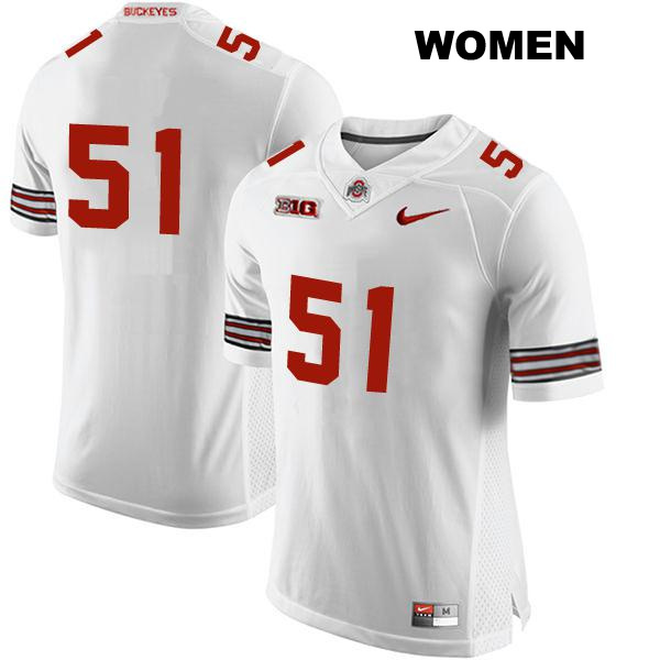 no. 51 Stitched Michael Hall Jr Authentic Ohio State Buckeyes White Womens College Football Jersey - No Name