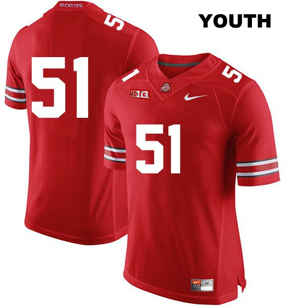 no. 51 Michael Hall Jr Authentic Ohio State Buckeyes Red Stitched Youth College Football Jersey - No Name